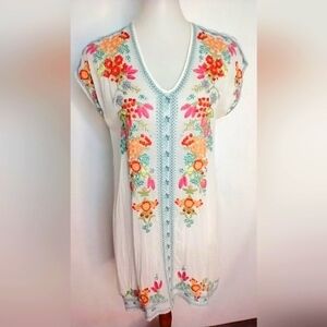 JOHNNY WAS EMBROIDERED FLORAL TUNIC